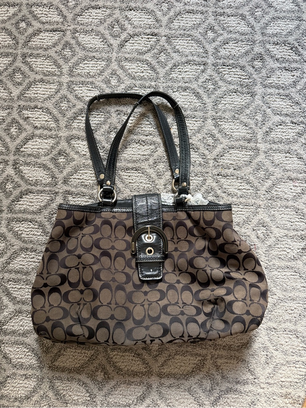 Classic Black Logo-Print Tote Bag with Black Trim